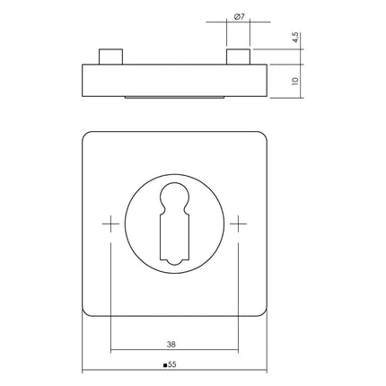 Intersteel Rozet sleutelgat vierkant mat zwart - Doika - Rozetten - Intersteel - 8714186581421 - 23,318,586