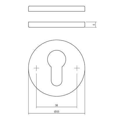 Intersteel Rozet toilet - /badkamersluiting rond rvs mat zwart - Doika - Rozetten - Intersteel - 8714186635575 - 23,343,160