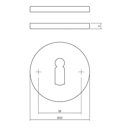 Intersteel Rozetten rond plat verdekt met sleutelgat rvs geborsteld - Doika - Rozetten - Intersteel - 8714186586662 - 35,341,386