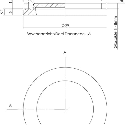 Intersteel Schuifdeurkom glasdeur 55 mm rvs geborsteld - Doika - Schuifdeurkommen - Intersteel - 8714186142585 - 35,476,050