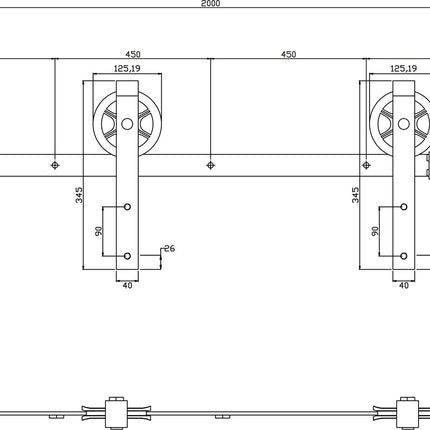 Intersteel Schuifdeursysteem Wheel mat zwart - Doika - Schuifdeursystemen - Intersteel - 8714186447963 - 23,450,121