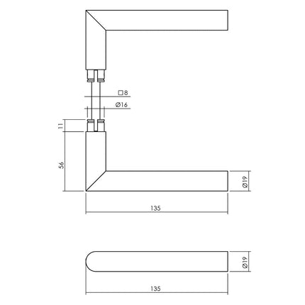 Intersteel Set achterdeurbeslag vierkant SKG*** met kerntrekbeveiliging rvs geborsteld - Doika - Achterdeurbeslag op rozet - Intersteel - 8714186539996 - 35,405,725