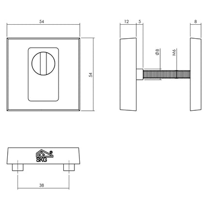 Intersteel Set achterdeurbeslag vierkant SKG*** met kerntrekbeveiliging rvs geborsteld - Doika - Achterdeurbeslag op rozet - Intersteel - 8714186539996 - 35,405,725