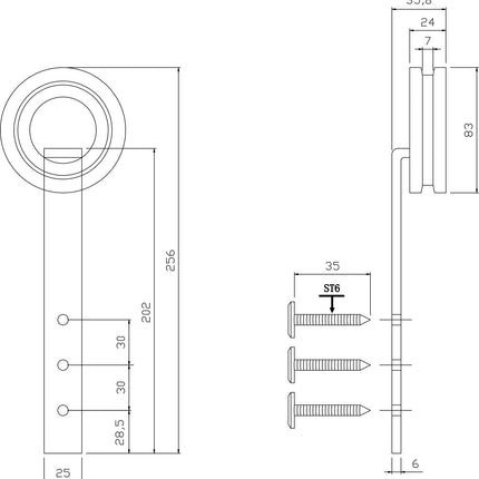 Intersteel Set van 2 hangrollen Modern 255 mm mat zwart - Doika - Schuifdeursystemen - Intersteel - 8714186452226 - 23,450,135