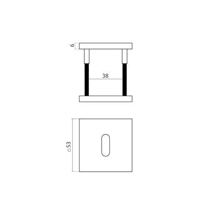 Intersteel Sleutelrozetten verdekt 53x53x6mm PVD antraciet - Doika - Rozetten - Intersteel - 8714186695821 - 1,329,103,086