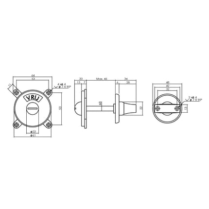 Intersteel Toilet - /badkamersluiting George vrij/bezet messing getrommeld - Doika - Rozetten - Intersteel - 8714186515150 - 11,370,201