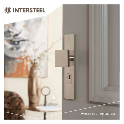 Intersteel Veiligheidsbeslag SKG*** met kerntrekbeveiliging profielcilindergat 72 mm voordeurbeslag rechthoekig rvs geborsteld - Doika - Voordeurbeslag op schild - Intersteel - 8714186428191 - 0035.396236Z