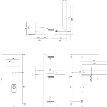 Intersteel Veiligheidsbeslag SKG*** met kerntrekbeveiliging profielcilindergat 72 mm voordeurbeslag rechthoekig rvs geborsteld - Doika - Voordeurbeslag op schild - Intersteel - 8714186428191 - 0035.396236Z