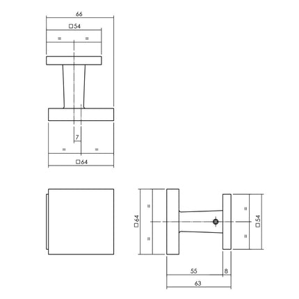 Intersteel Voordeurset veiligheidsbeslag SKG*** vierkant rozet rvs geborsteld met kerntrekbeveiliging - Doika - Voordeurbeslag set - Intersteel - 8714186408353 - 35,405,791