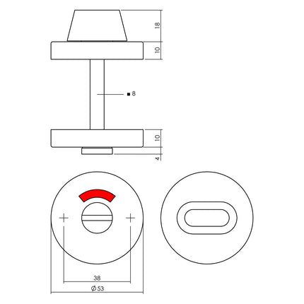 Intersteel WC - sluiting verdekt ø53x10mm met stift 8x8mm PVD messingkleur - Doika - Rozetten - Intersteel - 8714186696989 - 13,341,060