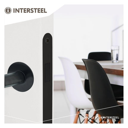 Intersteel Woningbouw magneet badkamer/toilet slot 63/8mm, voorplaat afgerond zwart - Doika - Woningbouwsloten - Intersteel - 8714186463260 - 94,957,265