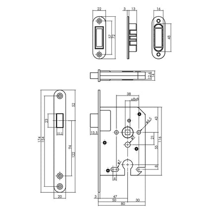 Intersteel Woningbouw magneet cilinder dag - en nachtslot 55mm, voorplaat afgerond zwart - Doika - Woningbouwsloten - Intersteel - 8714186463253 - 94,957,229