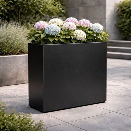 Langwerpige aluminium plantenbak 90x30x80 cm - Gitzwart (RAL 9005) - Doika - Plantenbak - Geroba -  - Artus5
