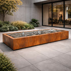 Langwerpige cortenstaal watertafel met fonteinen 300x100x40cm 228kg - Doika - Watertafel - Geroba -  - TaulaAC6