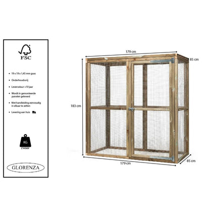 Ren Mate 179 x 85 x 183 cm - Geïmpregneerd hout - Doika - Ren - Glorenza - 8720094051130 - 8720094051130