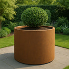 Ronde cortenstalen plantenbak met bodem 120x120x80 cm - Doika - Plantenbak - Geroba -  - RondaB1