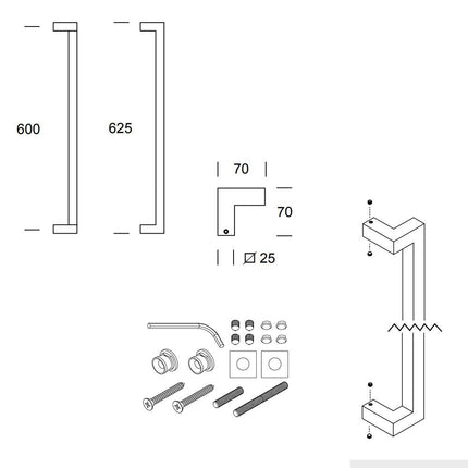 Shuffle Handgreep Denver s 25 x 600 mm Zwart - Doika - Deurgrepen - Shuffle - 8717727182255 - 62500040