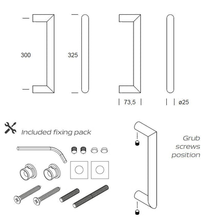 Shuffle Handgreep Nairobi 25 x 300 mm Zwart - Doika - Deurgrepen - Shuffle - 8717727192179 - 62500310