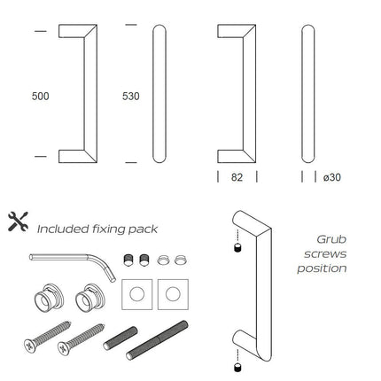 Shuffle Handgreep Nairobi 30 x 500 mm Zwart - Doika - Deurgrepen - Shuffle - 8717727192223 - 62500510