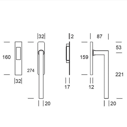 Shuffle SDG Geneve Enkel PC69 Inox - Doika - Hefschuifdeurbeslag - Shuffle - 8717727136425 - 62080072