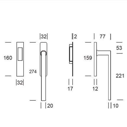 Shuffle SDG Phoenix Enkel Blind Inox - Doika - Hefschuifdeurbeslag - Shuffle - 8717727182200 - 62081002