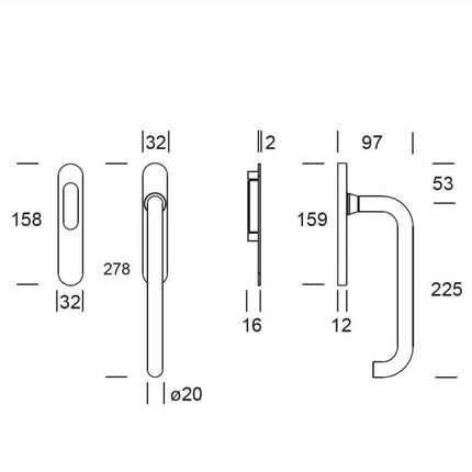 Shuffle SDG Stockholm Enkel Blind Inox - Doika - Hefschuifdeurbeslag - Shuffle - 8717727136371 - 62071002