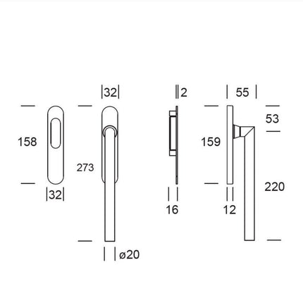 Shuffle SDG Toledo B Enkel PC69 Inox - Doika - Hefschuifdeurbeslag - Shuffle - 8717727182125 - 62073072