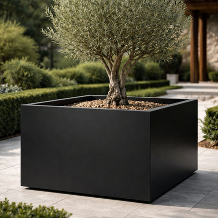 Vierkante aluminium plantenbak 120x120x80 cm - Gitzwart (RAL 9005) - Doika - Plantenbak - Geroba -  - Artus8