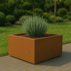 Vierkante cortenstalen plantenbak met bodem 100x100x40 cm - Doika - Plantenbak - Geroba -  - ArtesaB8
