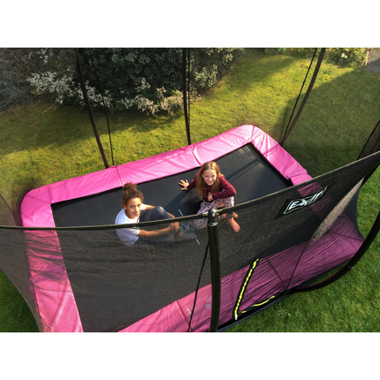 EXIT Silhouette Bodentrampolin 244 x 366 cm mit Sicherheitsnetz – Rosa