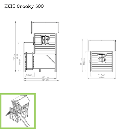 EXIT Crooky 500 houten speelhuis - grijsbeige - Doika BV - Crooky speelhuisjes - EXIT Toys - 8718469466597 - 50.45.00.00