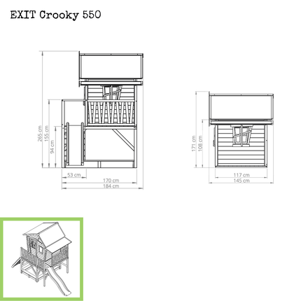 EXIT Crooky 550 houten speelhuis - grijsbeige - Doika BV - Crooky speelhuisjes - EXIT Toys - 8718469466603 - 50.46.00.00