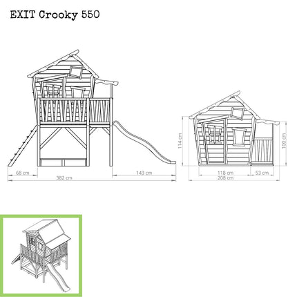 EXIT Crooky 550 houten speelhuis - grijsbeige - Doika BV - Crooky speelhuisjes - EXIT Toys - 8718469466603 - 50.46.00.00