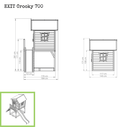 EXIT Crooky 700 houten speelhuis - grijsbeige - Doika BV - Crooky speelhuisjes - EXIT Toys - 8717703021387 - 50.47.00.00