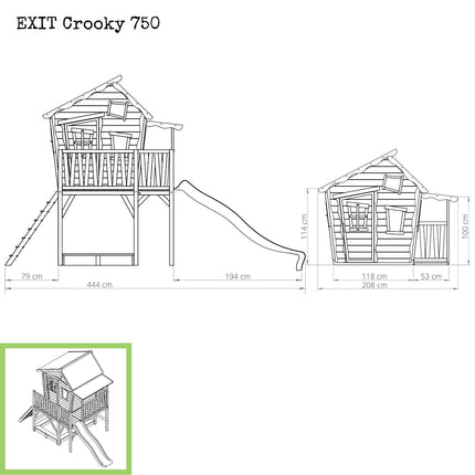 EXIT Crooky 750 houten speelhuis - grijsbeige - Doika BV - Crooky speelhuisjes - EXIT Toys - 8717703021394 - 50.48.00.00