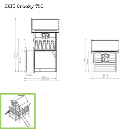 EXIT Crooky 750 houten speelhuis - grijsbeige - Doika BV - Crooky speelhuisjes - EXIT Toys - 8717703021394 - 50.48.00.00