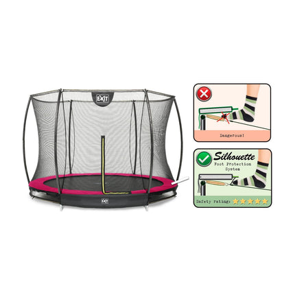 EXIT Silhouette inground trampoline ø305cm met veiligheidsnet - roze - Doika BV - Trampoline - EXIT Toys - 8719743250635 - 12.95.10.60