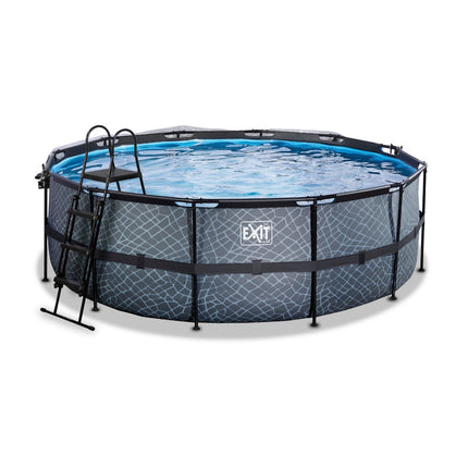EXIT Stone zwembad ø427x122cm met zandfilterpomp en overkapping en warmtepomp - grijs - Doika BV - Ronde zwembaden - EXIT Toys - 8720088269510 - 30.67.14.00