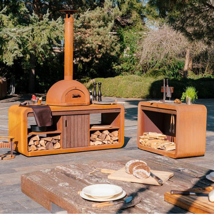 Forno Barbecue Bijzettafel Station Dome Cooking Cortenstaal 199 x 83,5 x 75 cm - Doika BV - Barbecue Bijzettafel - Forno - FDS.2000 - FDS.2000