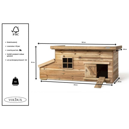 Voldux Kippenhok Fenne 190 x 88 x 80 cm - Doika BV - Kippenhok - Voldux - 8720094050249 - 8720094050249