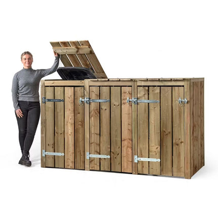 Volente Kliko Ombouw 3x 240 liter 205x88x119cm Geïmpregneerd hout - Doika BV - Ombouw Kliko - Volente - 8720569173299 - 8720569173299